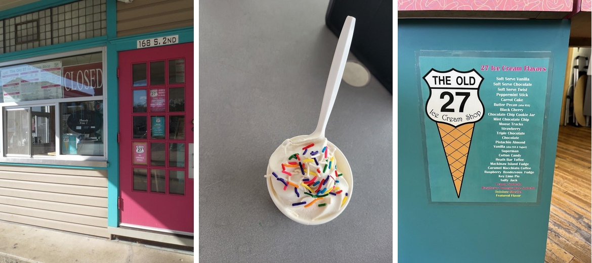 The Old 27 Ice Cream Shop Menu