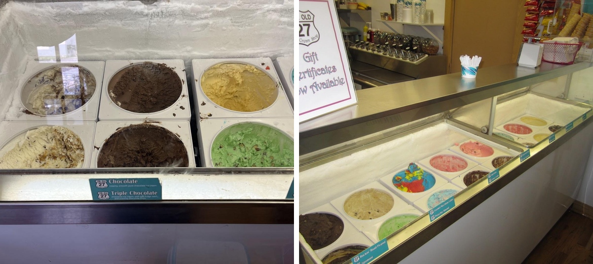 The Old 27 Ice Cream Shop Menu